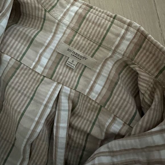 Burberry men’s beige checkered button down shirt - Picture 2 of 5